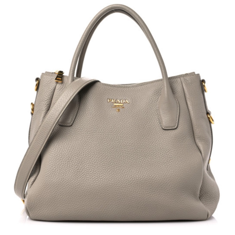 PRADA Vitello Daino Shoulder Bag Argilla